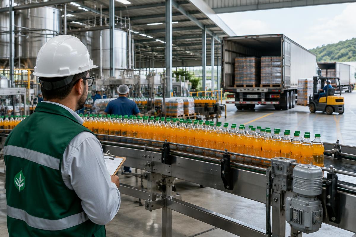 Linha de produção e logística de uma indústria brasileira de bebidas